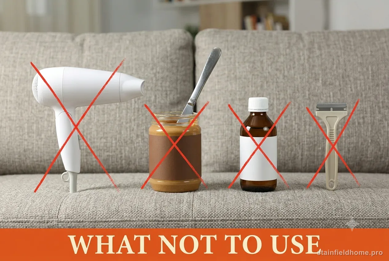 A hair dryer, a jar of peanut butter, a bottle of rubbing alcohol and a razor blade marked with red X