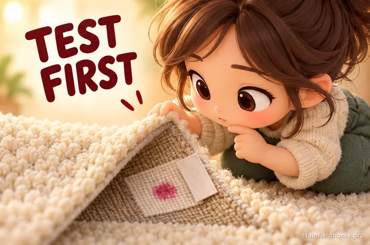 A hidden wool carpet test area beside the edge of the rug