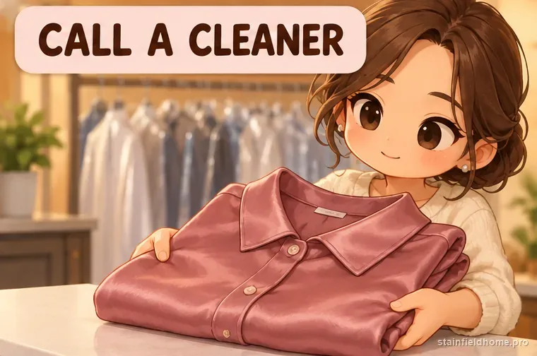 A folded silk blouse set aside for a professional cleaner